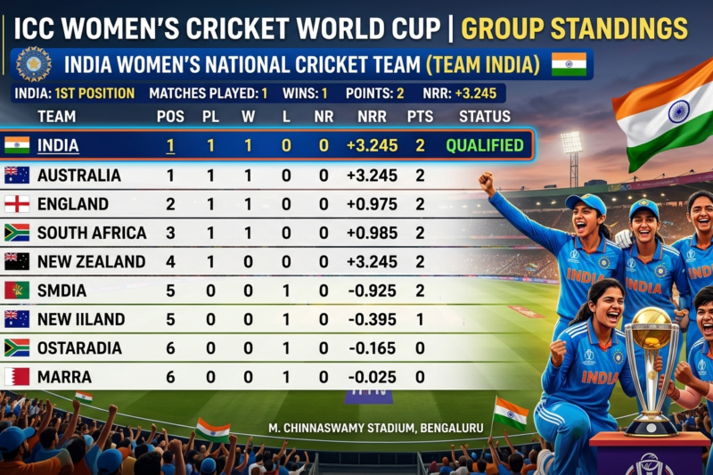 India Women’s National Cricket Team Standings